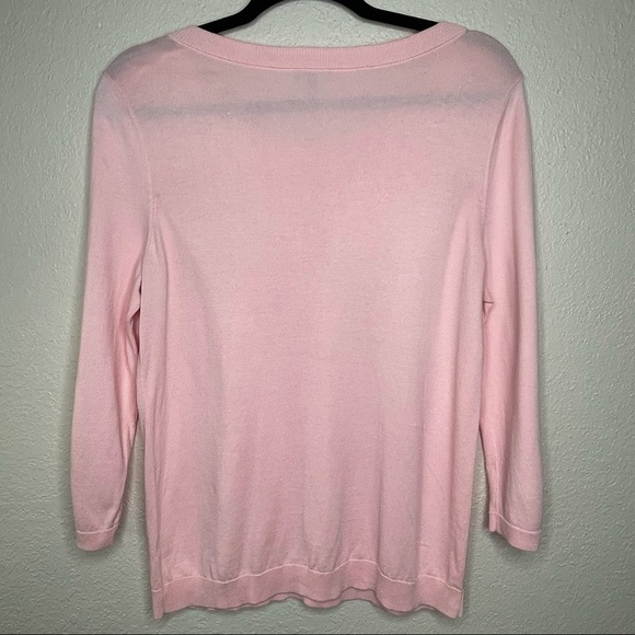 Talbots Long Sleeve Scoop Neck Blouse Pink L - Picture 6 of 14